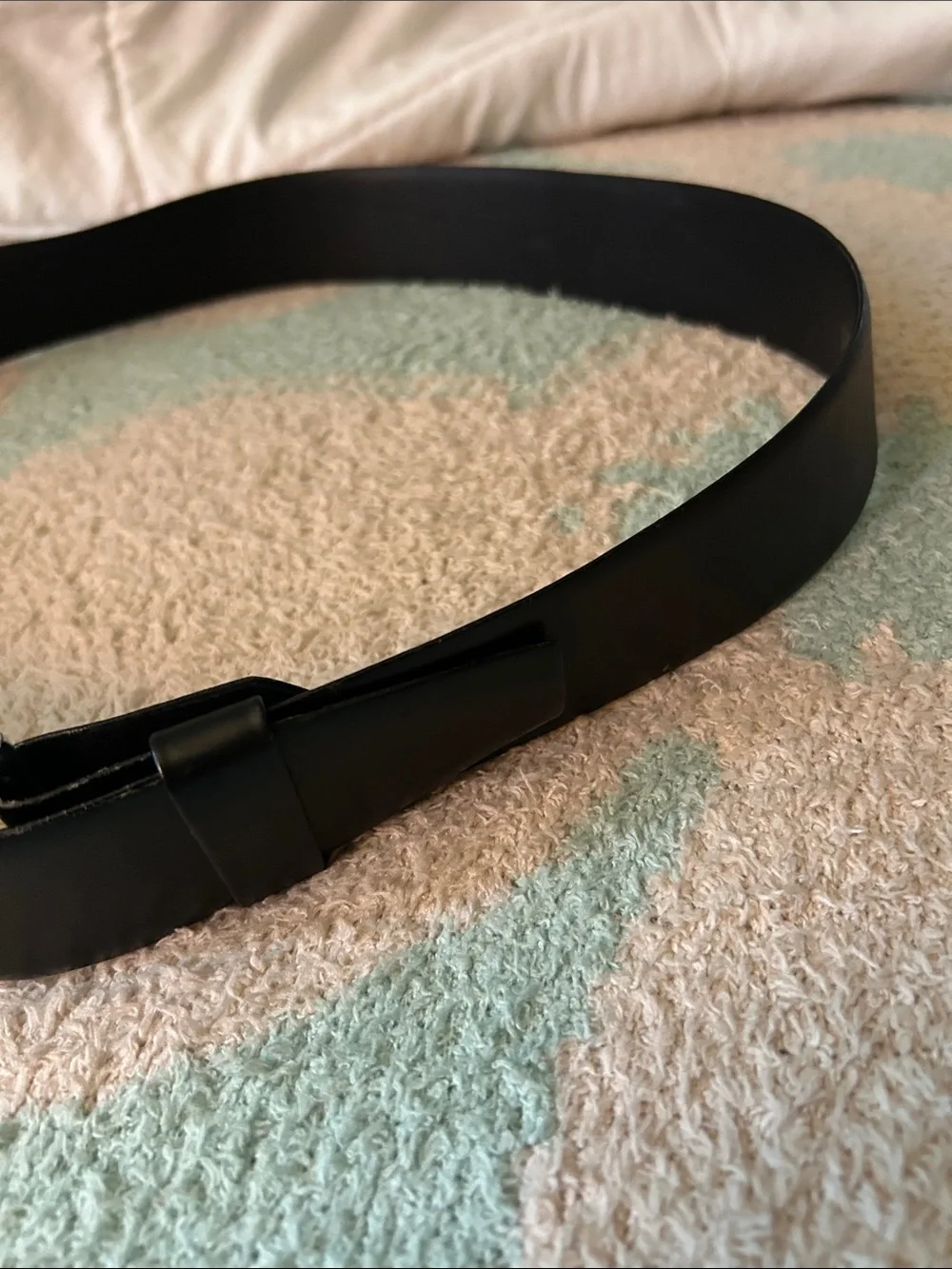 Men's Black Leather Belt with Silver Buckle